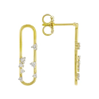 Graceful Lab-Grown Diamond Drop Earrings In 18K Gold Over Sterling Silver