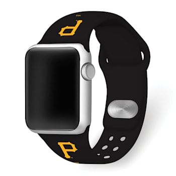Gametime MLB Pittsburgh Pirates Black Silicone Apple Watch Band (38/40mm
M/L). Watch not included.