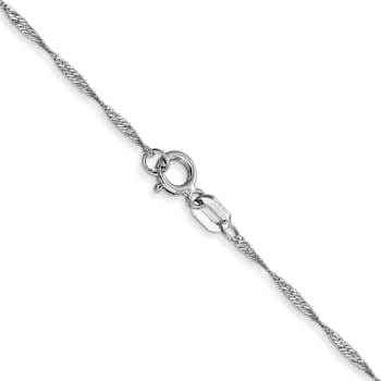 Rhodium Over 14k White Gold 1mm Solid Singapore 20 Inch Chain