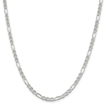 Sterling Silver 3.75mm Figaro Anchor Chain Necklace