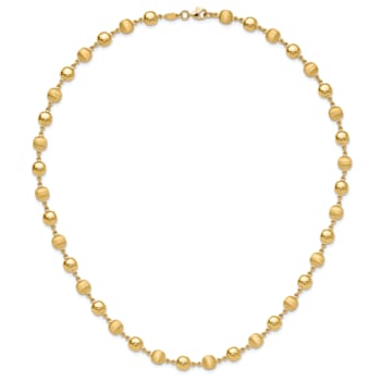 14K Yellow Gold Polished and Satin Puffed Circles Necklace