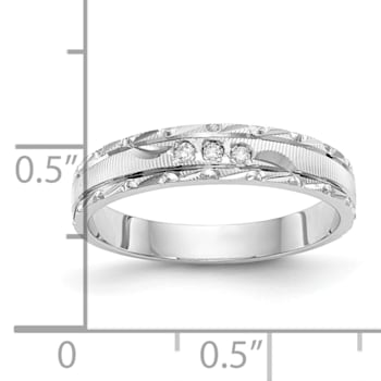 Rhodium Over 14K White Gold AA Quality Trio Ladies Wedding Band