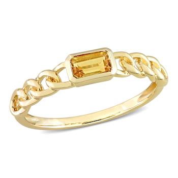 Citrine 10K Yellow Gold Link Ring 0.34ctw