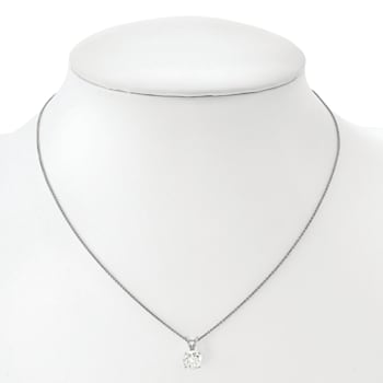 Rhodium Over 14K Gold 1/4 ct. 4.0mm Round G H I True Light Moissanite
Solitaire Pendant with Chain
