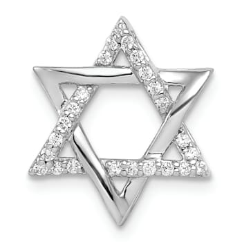 Rhodium Over 14k White Gold Diamond Star of David Chain Slide