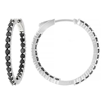 Black Diamond Huggie Earrings In Sterling Silver 2.75ctw