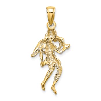14k Yellow Gold 3D Textured Large Virgo Zodiac pendant