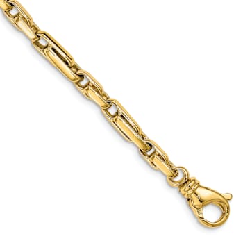 10k Yellow Gold 5mm Hand-polished Fancy Link Bracelet