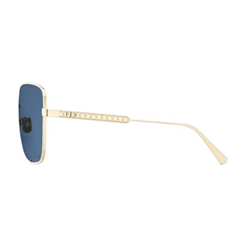 Dior Cannage SIU Gold Square Frame / Blue Lenses Sunglasses