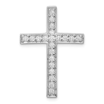 Rhodium Over 14K White Gold 3/8ct. Diamond Cross Chain Slide