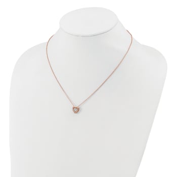 14K Rose Gold Over Sterling Silver Vibrant Cubic Zirconia Heart Necklace