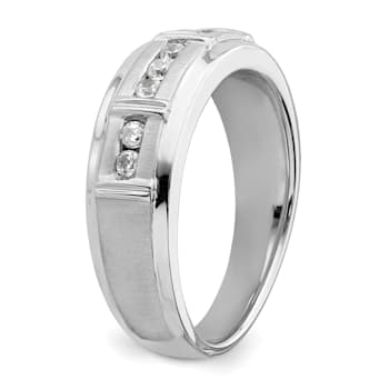 Rhodium Over 14K White Gold Lab Grown Diamond SI1/SI2, G H I, Men's Ring