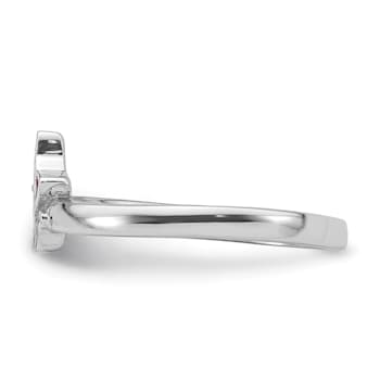 Rhodium Over Sterling Silver Multi-color Enameled Cat Children's Ring