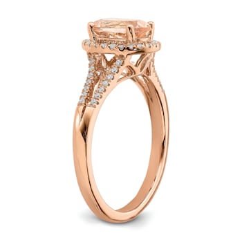 14K Rose Gold Morganite Diamond Halo Engagement Ring 1.25ctw