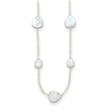 14K Yellow Gold Mother of Pearl 24 Inch Necklace