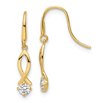 14k Yellow Gold Cubic Zirconia Dangle Earrings