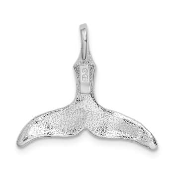 Rhodium Over Sterling Silver Polished Whale Tail Pendant