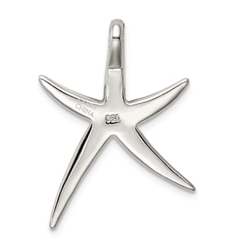 Rhodium Over Sterling Silver Lab Created Blue Opal Inlay Flat Starfish
Slide Pendant