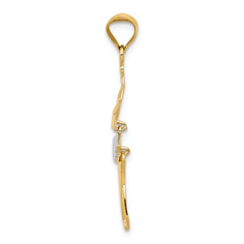 14k Yellow Gold and Rhodium Over 14k Yellow Gold Polished and Textured
Moveable Dancer Pendant