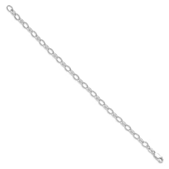 Rhodium Over Sterling Silver 5mm Rolo Chain Bracelet