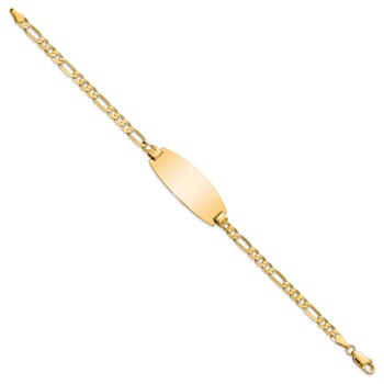 14k Yellow Gold Oval Figaro Link ID Bracelet