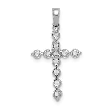 Rhodium Over 10k White Gold 0.50 ctw Diamond Cross Pendant