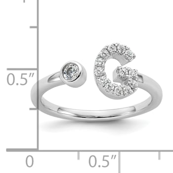 Rhodium Over 14K White Gold Lab Grown Diamond VS/SI GH, Initial G
Adjustable Ring