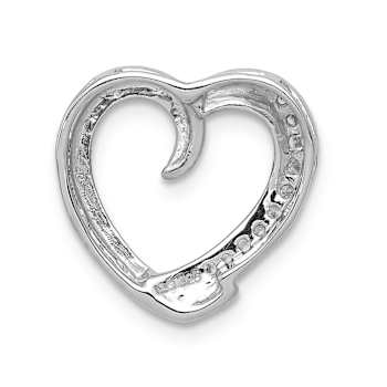 Rhodium Over 14k White Gold Diamond Heart Chain Slide Pendant