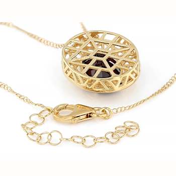 Garnet Oval Solitaire Pendant Necklace In 18K Gold Over Sterling Silver 6.00ct