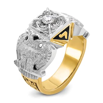 10K Two-tone Yellow and White Gold Men's Enamel and Diamond Eagle
Masonic Shriner's Ring 0.51ctw