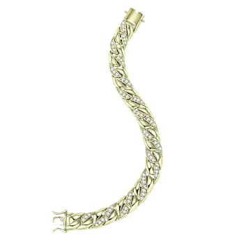 CZ Pave Classic Chain Bracelet In 14K Gold Over Sterling Silver