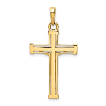 14k Two-tone Gold Diamond-cut Crucifix Pendant