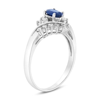 3/4ctw Sapphire and Diamond Ring in 14k White Gold