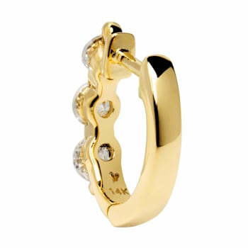 White Cubic Zirconia 14k Yellow Gold Hoops With Velvet Gift Box 0.50ctw