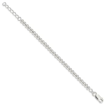 Sterling Silver Polished Beaded Chain with 1-inch Extensions Children's Bracelet