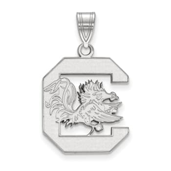 Rhodium Over Sterling Silver LogoArt University of South Carolina Large Pendant