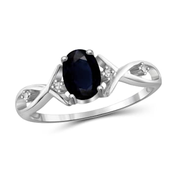 Black Sapphire with White Diamond Accent Rhodium Over Sterling Silver
Ring 1.00ctw