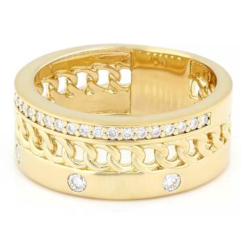 Trendy Moissanite Band Ring In 14K Gold Over Sterling Silver