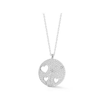 Sterling Statements Rhodium Over Sterling Silver Pave Heart Cut-Out Necklace