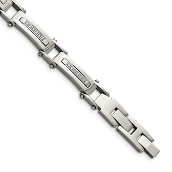 White Cubic Zirconia Stainless Steel Men's Bracelet
