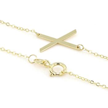Sideways Initial X Necklace In Solid 14K Yellow Gold 18 Inch