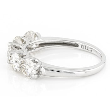 Lab-Grown Diamond Five-Stone Band Ring In 14K White Gold 2.00ctw