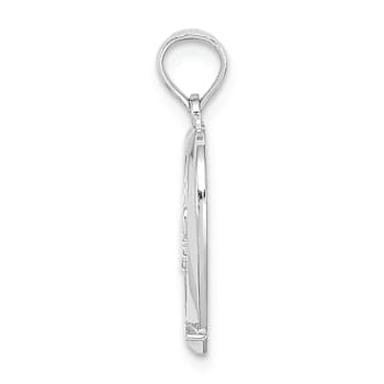 Rhodium Over 14k White Gold #1 Mom in Heart Pendant