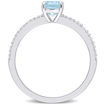 Sky Blue Topaz & Diamond 10K White Gold Ring 0.88ctw