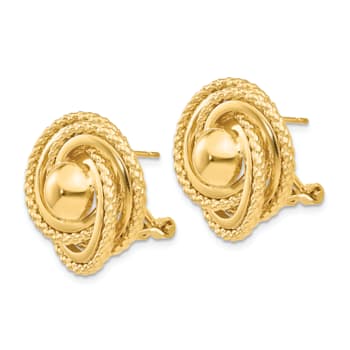 14k Yellow Gold 19mm Polished and Diamond-Cut Twisted Fancy Stud Earrings
