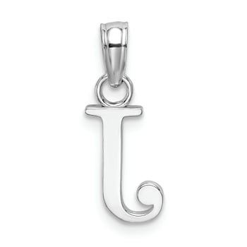 Rhodium Over 14k White Gold Polished Block Letter J Initial Pendant