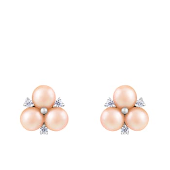 3.5-4mm pink cultured freshwater pearl rhodium over sterling silver earrings