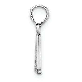 Rhodium Over 14k White Gold Polished Block Letter A Initial Pendant