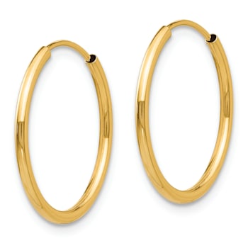 14K Yellow Gold Polished Endless Hoop 3 Pair Earring Set