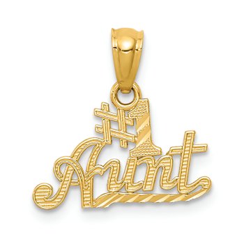 14k Yellow Gold Diamond-Cut #1 AUNT Pendant